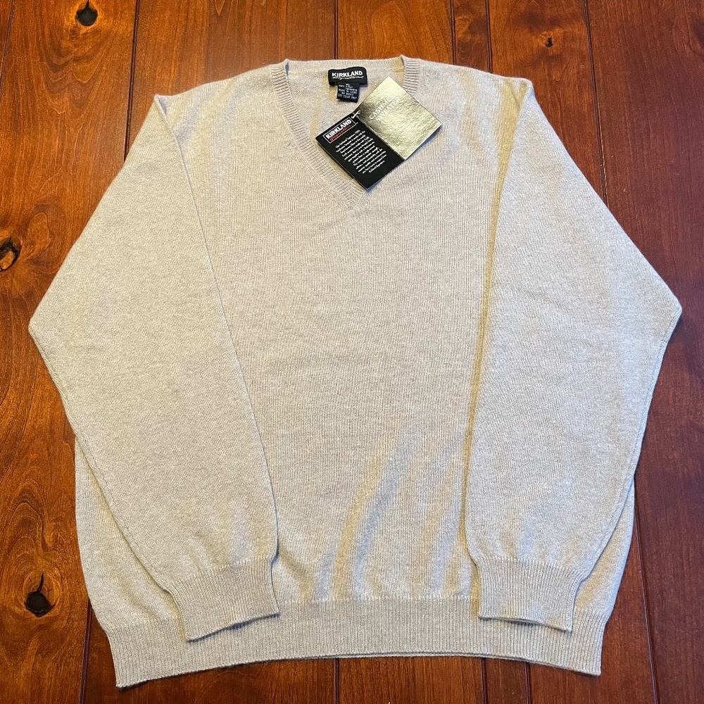 Kirkland Cashmere V-neck Sweater, Womens XL, Beige
